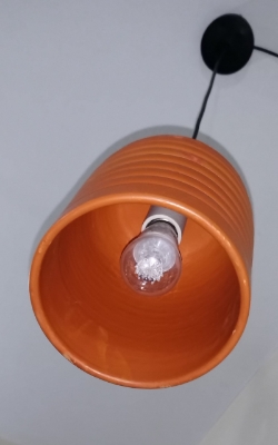 Picture of Ceiling light. Ceiling light shade with fitting. Clay ceramic light shade. Homemade Pottery light shade. Ceiling light shade