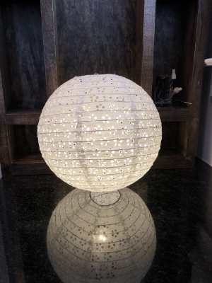 Picture of Ceiling hanging light, hanging paper lantern lights. High quality White Hollow 35-inch round Paper Lantern.