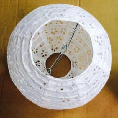 Picture of Ceiling hanging light, hanging paper lantern lights. High quality White Hollow 35-inch round Paper Lantern.