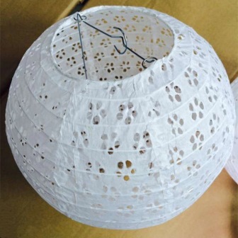 Picture of Ceiling hanging light, hanging paper lantern lights. High quality White Hollow 35-inch round Paper Lantern.