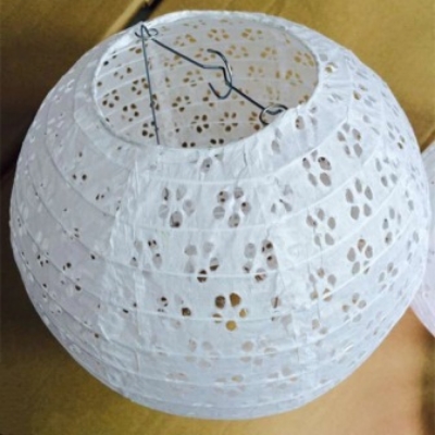 Picture of Ceiling hanging light, hanging paper lantern lights. High quality White Hollow 35-inch round Paper Lantern.