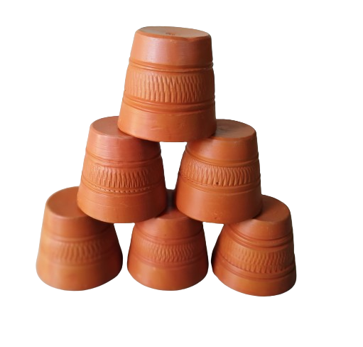 Picture of tea cup coffee cup Clay tea cup set. Clay Cup. Matir cup set. Matir Tea cup. Handmade.Clay Tea Cup. Master cup set. 6 pis in a box