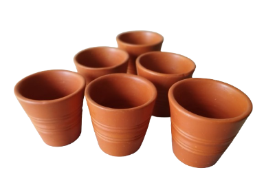 Picture of tea cup  coffee cup Clay tea cup set. Clay Cup. Matir cup set. Matir Tea cup. Handmade.Clay Tea Cup. Master cup set. 6 pis in a box