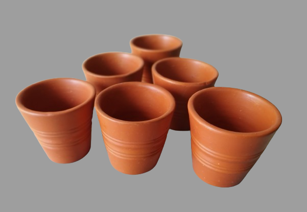 Picture of tea cup  coffee cup Clay tea cup set. Clay Cup. Matir cup set. Matir Tea cup. Handmade.Clay Tea Cup. Master cup set. 6 pis in a box