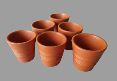 Picture of tea cup  coffee cup Clay tea cup set. Clay Cup. Matir cup set. Matir Tea cup. Handmade.Clay Tea Cup. Master cup set. 6 pis in a box