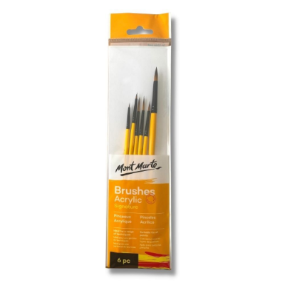 Picture of Mont Marte Acrylic Paint Brush Set 6pc