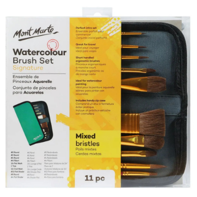 Picture of Mont Marte Watercolour Mixed Brush In Wallet 11pc