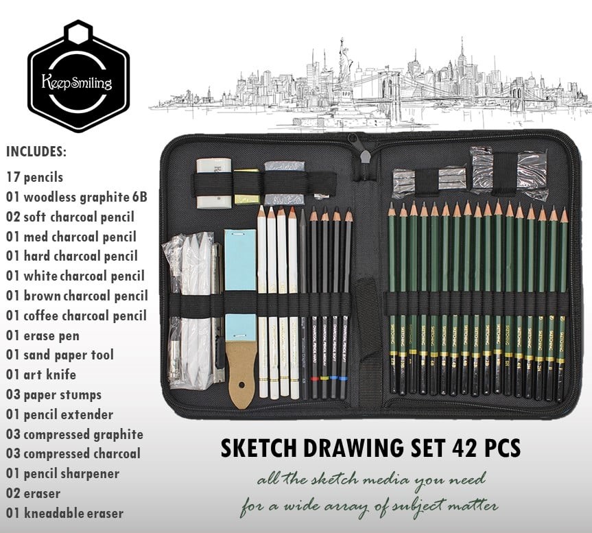 Picture of Keep Smiling Professional Sketch Kit 42 Pcs Set