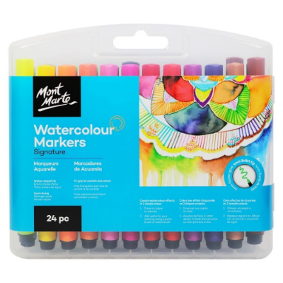 Picture of Mont Marte Watercolour Markers Tri-Grip In Case 24pc