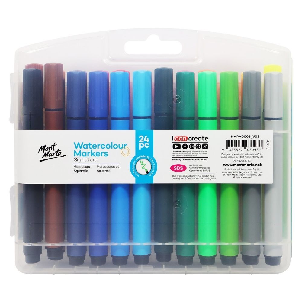 Picture of Mont Marte Watercolour Markers Tri-Grip In Case 24pc
