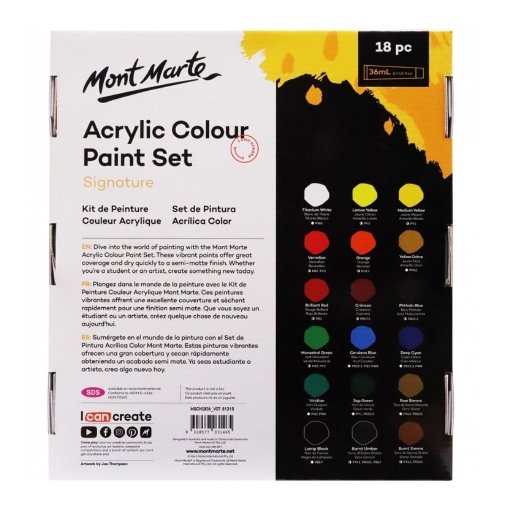 Picture of Mont Marte Acrylic Paint Set 36 ml ,18 Colour