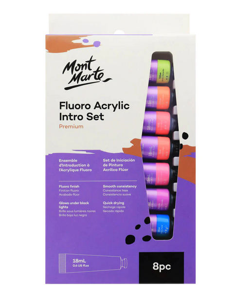 Picture of Mont Marte Fluoro Acrylic Paint Intro Set Premium 8pc x 18ml