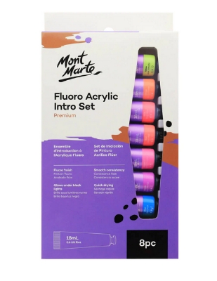 Picture of Mont Marte Fluoro Acrylic Paint Intro Set Premium 8pc x 18ml