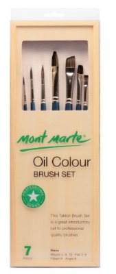 Picture of Mont Marte Oil Brushes In Wooden Box 7pc