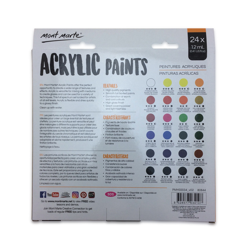 Picture of Mont Marte Acrylic Paints 12ml 24 pcs