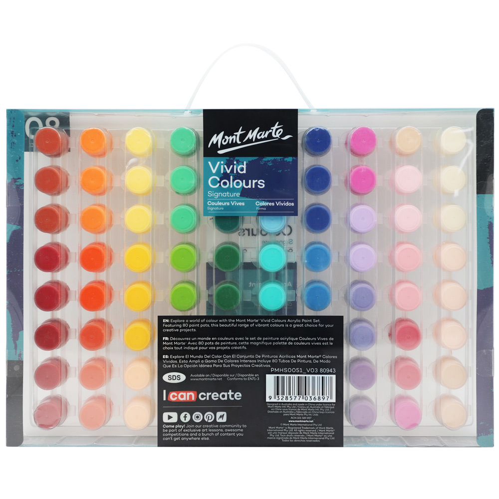 Picture of Mont Marte Vivid Colors Acrylic Paint 80pc