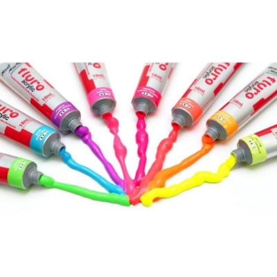Picture of Mont Marte Acrylic Paint Fluro Glow  8pc x 18ml