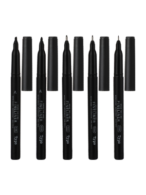 Picture of PaperTree 5 Black Fineliners Set (Round, 1.0mm, Chisel, 0.5mm, 0.2mm)