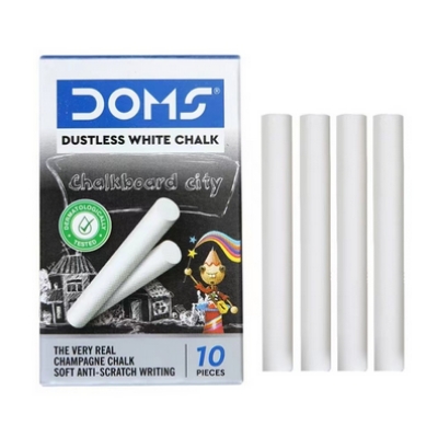 Picture of DOMS Non Toxic Dustless White Chalk 10 Pcs