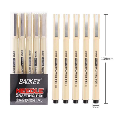Picture of BAOKE 5pcs/set Micron Needle Drafing Pen Sketching drawing Pen Art Markers for Sketch design sketch Lettering School Album Writing