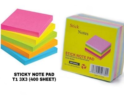 Picture of Sticky Notes 3x3 Post It Note Pad 5 Colors notepaper - 400 Sheets