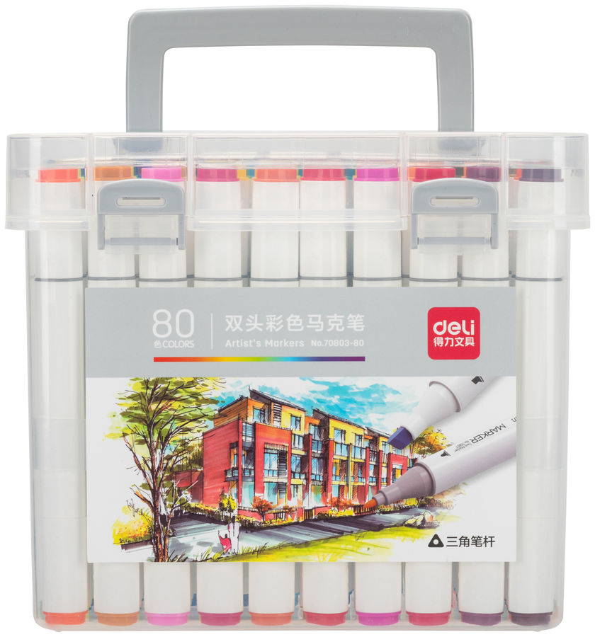 Picture of Deli Markers Sets 80 Colors Sketch Markers Double Head Alco. Based