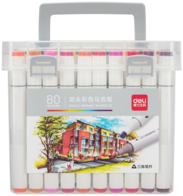 Picture of Deli E70803-80 Dual  Tip Sketch Marker 80 Pcs