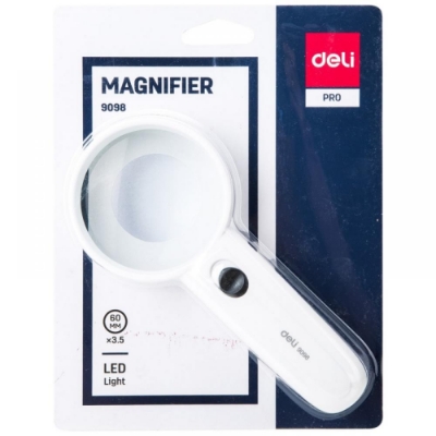 Picture of Deli E9099 Magnifying Glass With LED Light, 75 Mm - White
