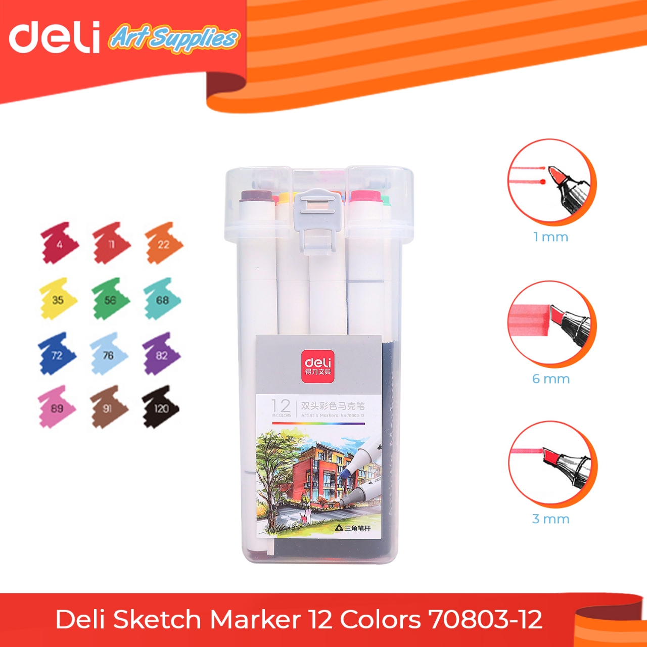 Picture of Deli	70803-12 Sketch marker 12 Pcs