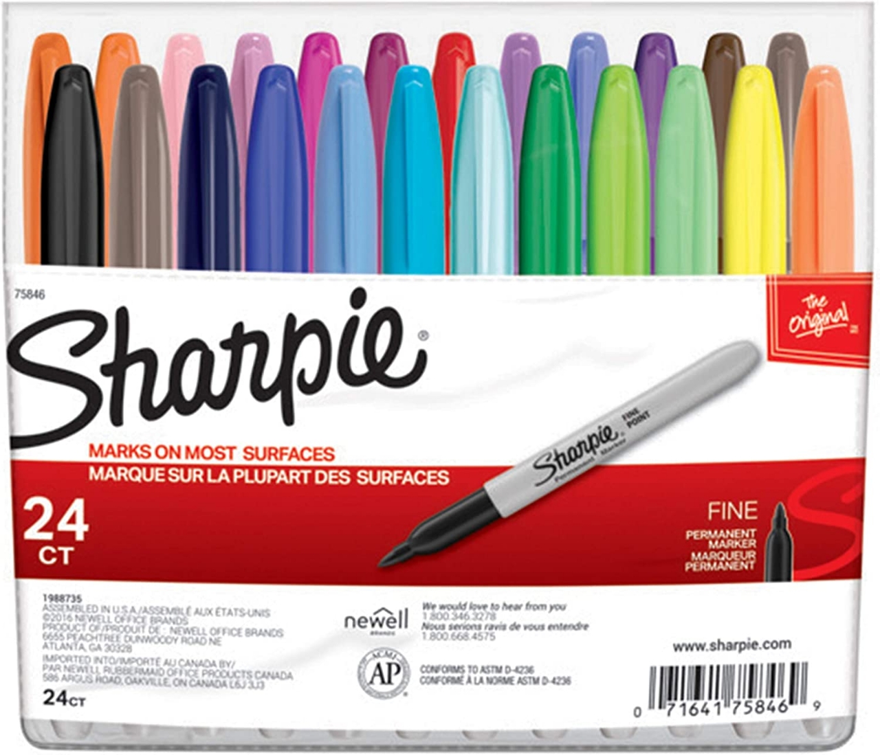 Picture of Sharpie Permanent Markers, Fine Point, Assorted Colors, 24-Count
