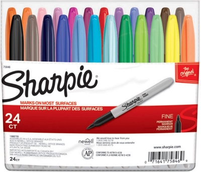 Picture of Sharpie Permanent Markers, Fine Point, Assorted Colors, 24-Count