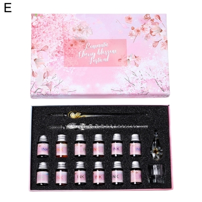 Picture of 1 Set Glass Pens Threaded Nib Washable Universal Student Dip Writing Pen School Supplies