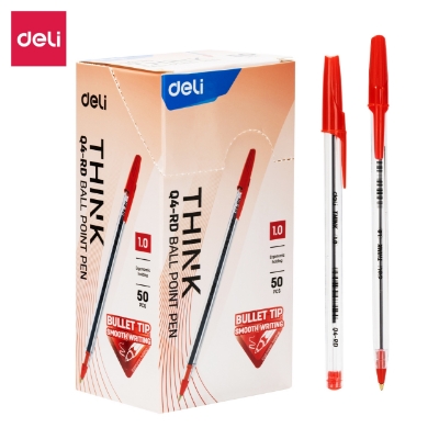 Picture of Deli Think Q4-RD Ball Pen Red 50 Pcs BOX