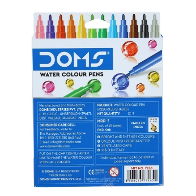 Picture of DOMS Aqua Non-Toxic Watercolour Sketch Pen Set 12 Shade