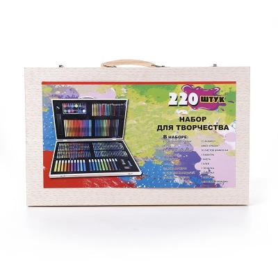 Picture of 220 Pcs set Wooden Box Art and Draw set
