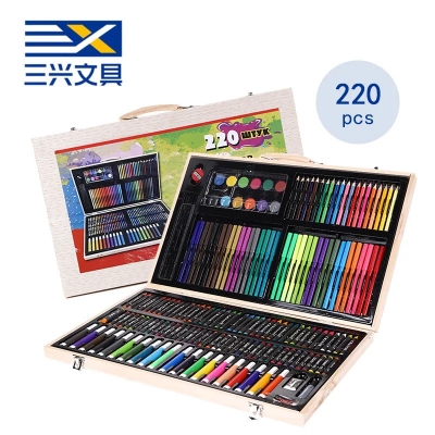 Picture of 220 Pcs set Wooden Box Art and Draw set