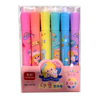 Picture of Tianhao Highlighter Pen Pattern 6pcs Pack