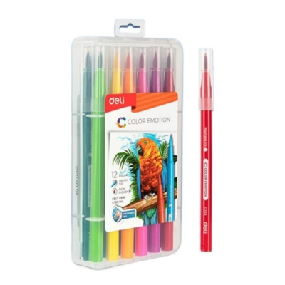Picture of Deli EC10304 Calligraphy Brush Pen 12 Colors