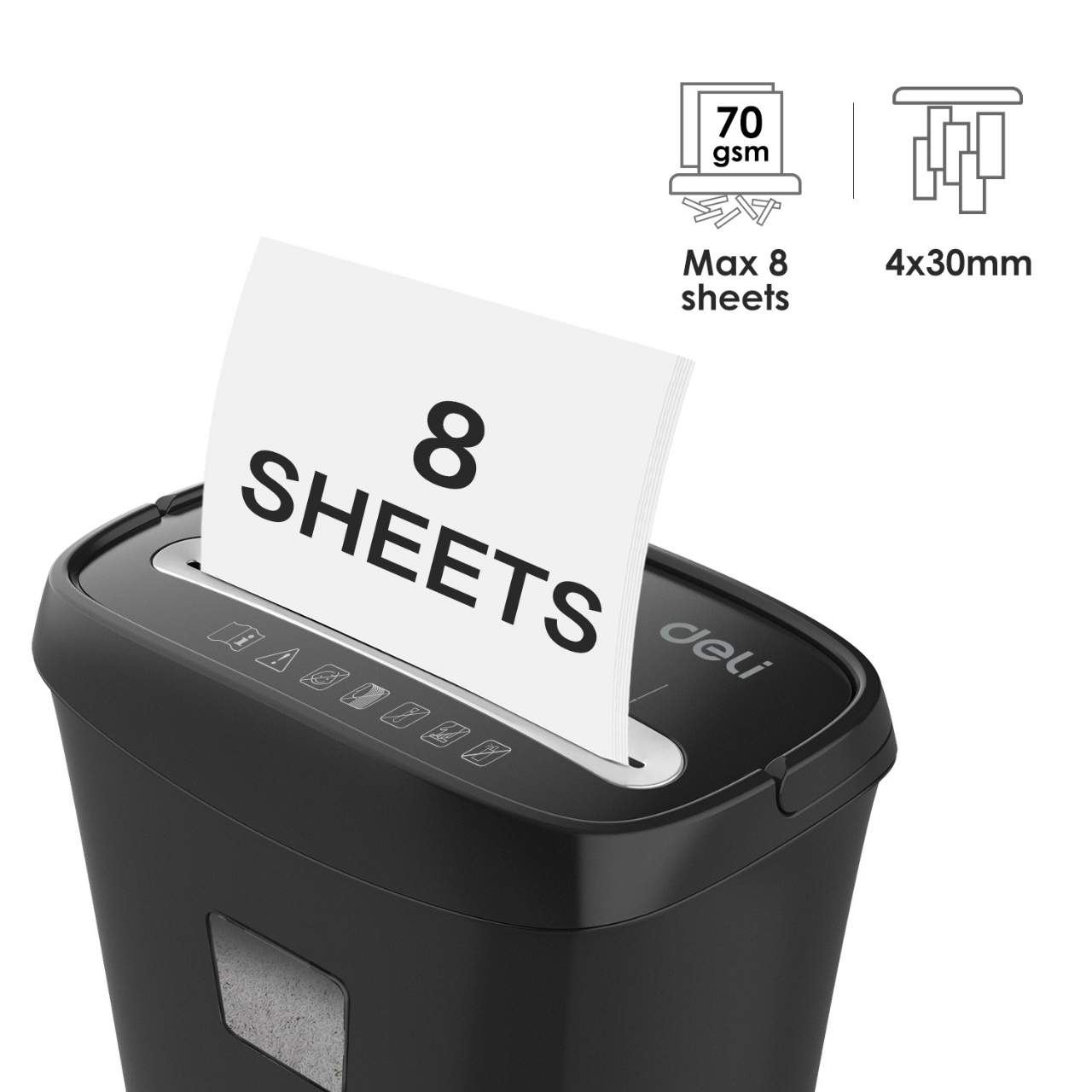 Picture of Deli E9947 8 Sheet Black Paper Shredder