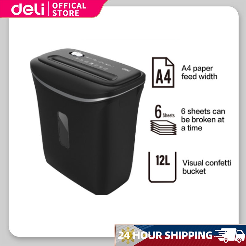 Picture of Deli E9945 6 Sheet Black Paper Shredder