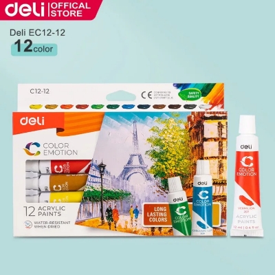 Picture of Deli EC12-12 Acrylic Paints 12 Color 12 ml