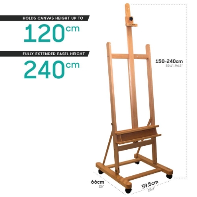Picture of Mont Marte MCG0010C Large Studio Easel w/castors Beech Wood