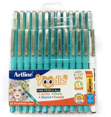 Picture of Artline Yoodle Fineliner Pen  Pack of 25, Multicolor