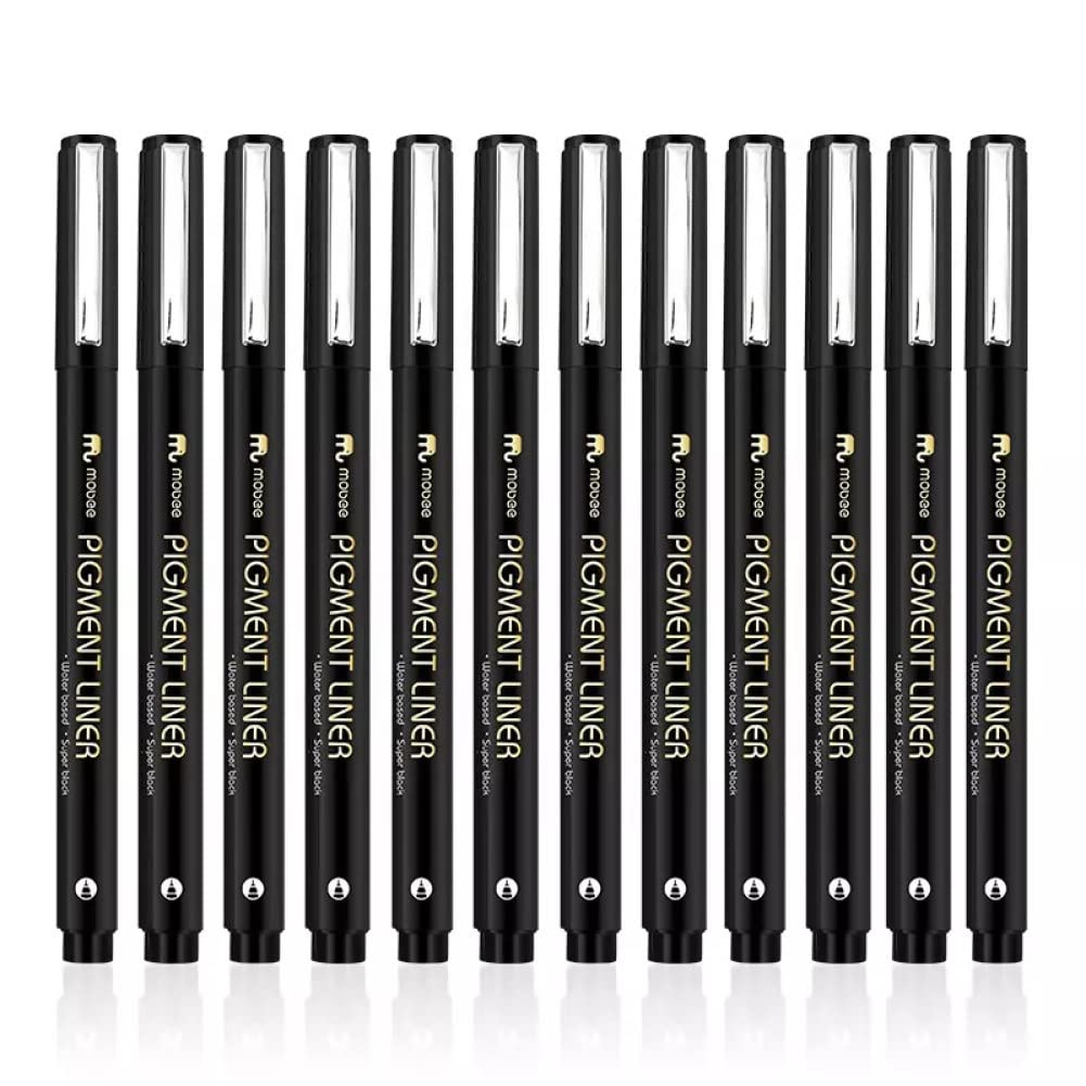 Picture of Mobee Different tip size Black Calligraphy Fineliner Brush art marker Pen Set for drawing