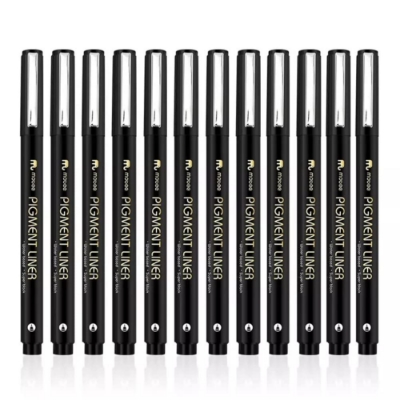 Picture of Mobee Different tip size Black Calligraphy Fineliner Brush art marker Pen Set for drawing