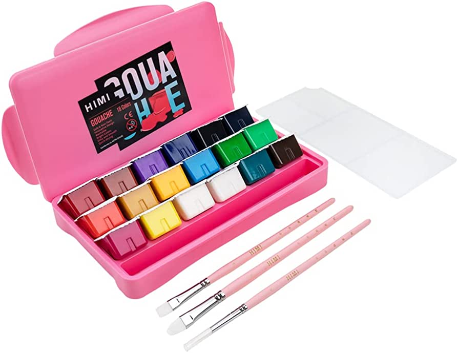 Picture of HIMI Miya Gouache Paint Set, 18 Colors 30ml Unique Jelly Cup Design With Brush