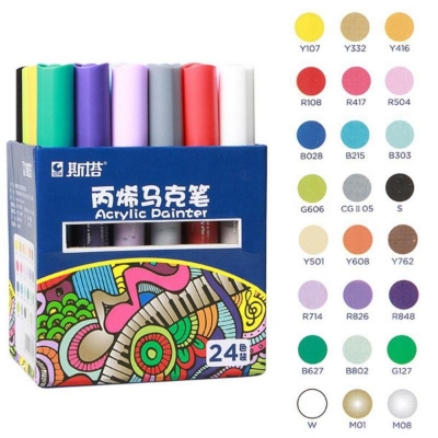 Picture of STA Acrylic Paint Permanent Markers 24 Pcs