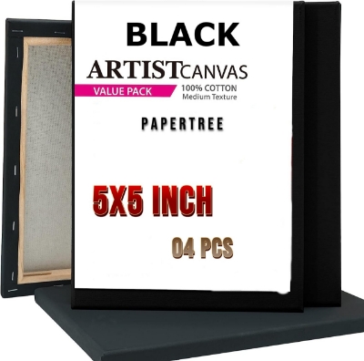 Picture of Papertree Black Premium Canvas 5x5 inch - 4 pcs
