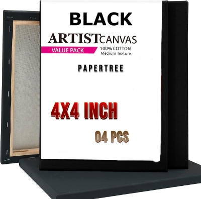 Picture of Papertree Black Premium Canvas 4x4 inch - 4 pcs