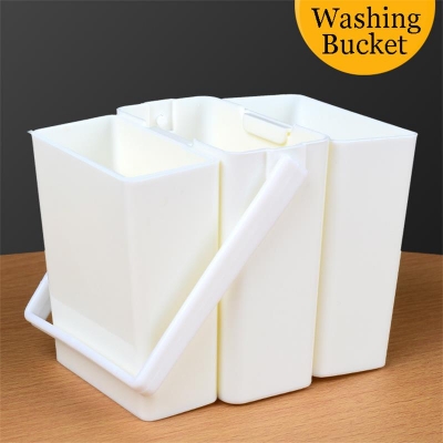 Picture of Brush Wash Bucket 3 In 1 Durable White Brushes Paint Cleaning Pot With Handle